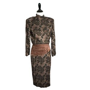 VTG ET AL Ronnie‎ Rosado Womens 10 Midi Dress Brown Floral Dark Academia Grandma